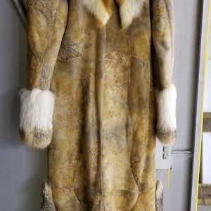 Full length shearling coat